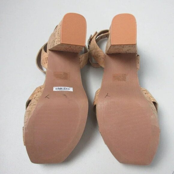 Torrid Womens Nat Cork Platform Heels 9 W W Strappy Block Sandals Shoes 902 - Picture 10 of 13
